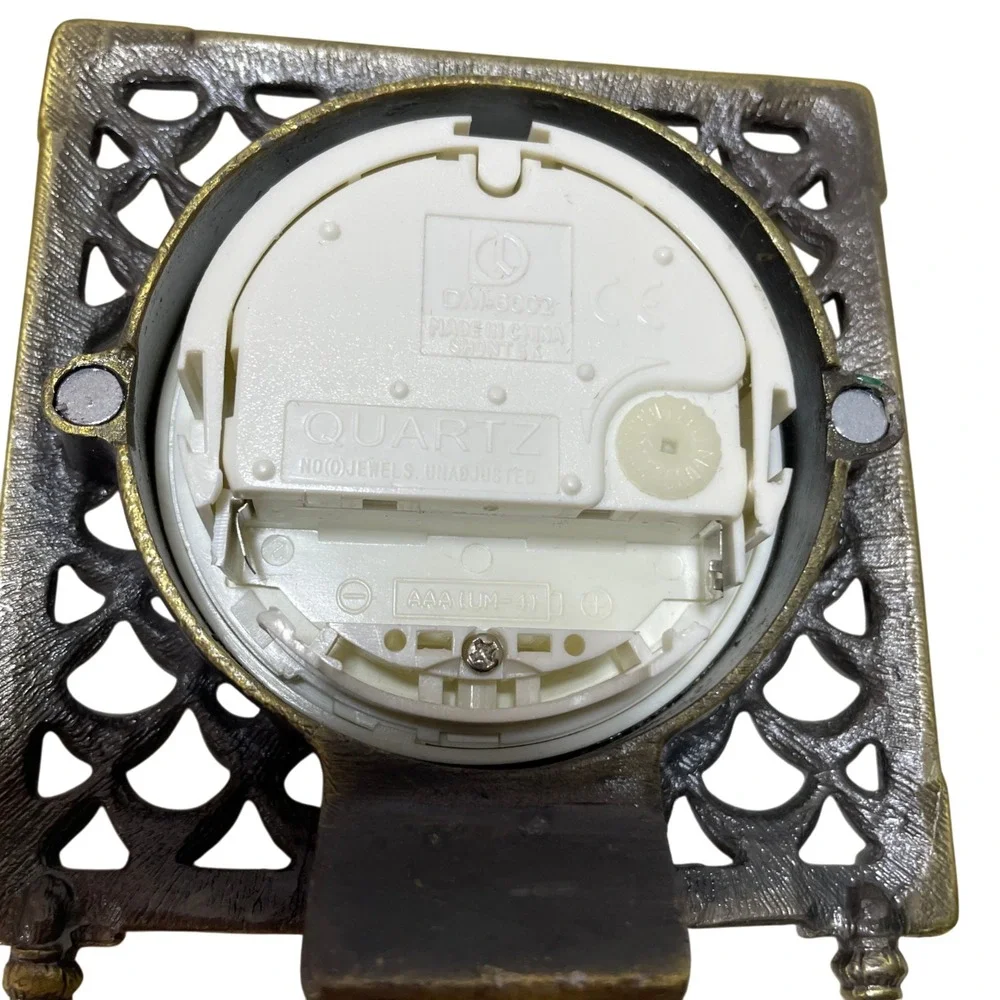 Keypower Small Table Clock Decorative Analog Enamel Frame w/ Crystal Accents